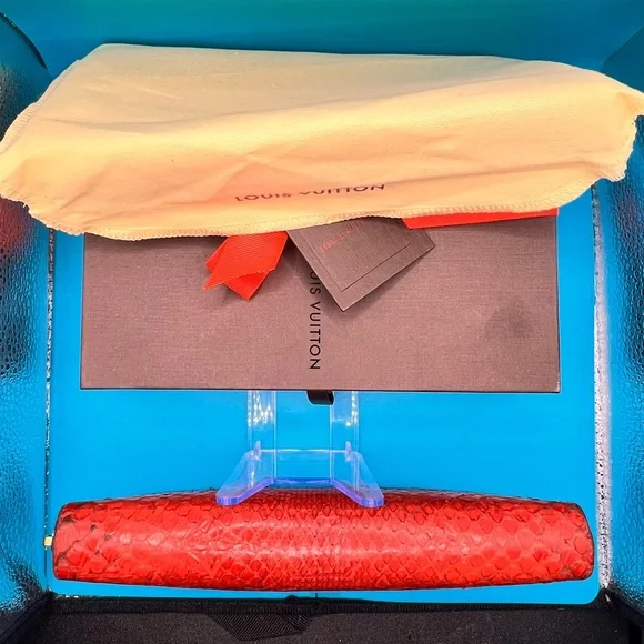 Louis Vuitton Zippy Wallet Round Zipper Long Monogram Exotic Python Orange - Picture 12 of 12